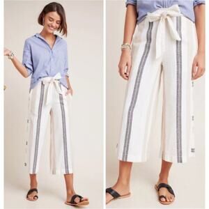 Anthropologie White and Black Striped Wide Leg Pants